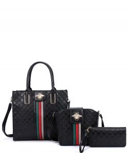 3 in 1 Fashion Bee Style Handbag Set RYXM21161 BLACK